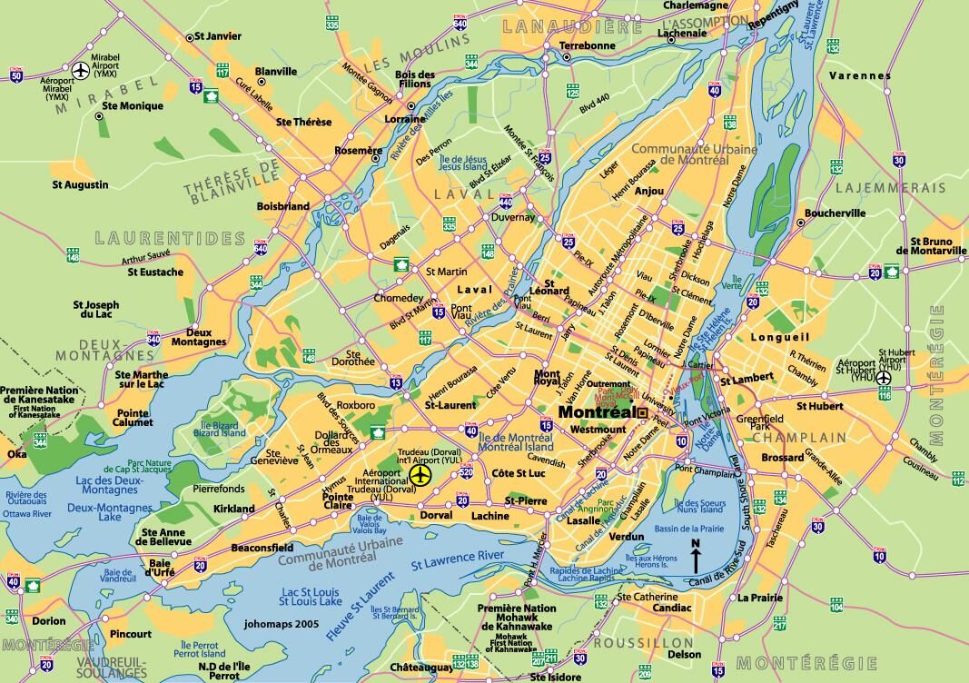 Carte de l'île de Montréal 