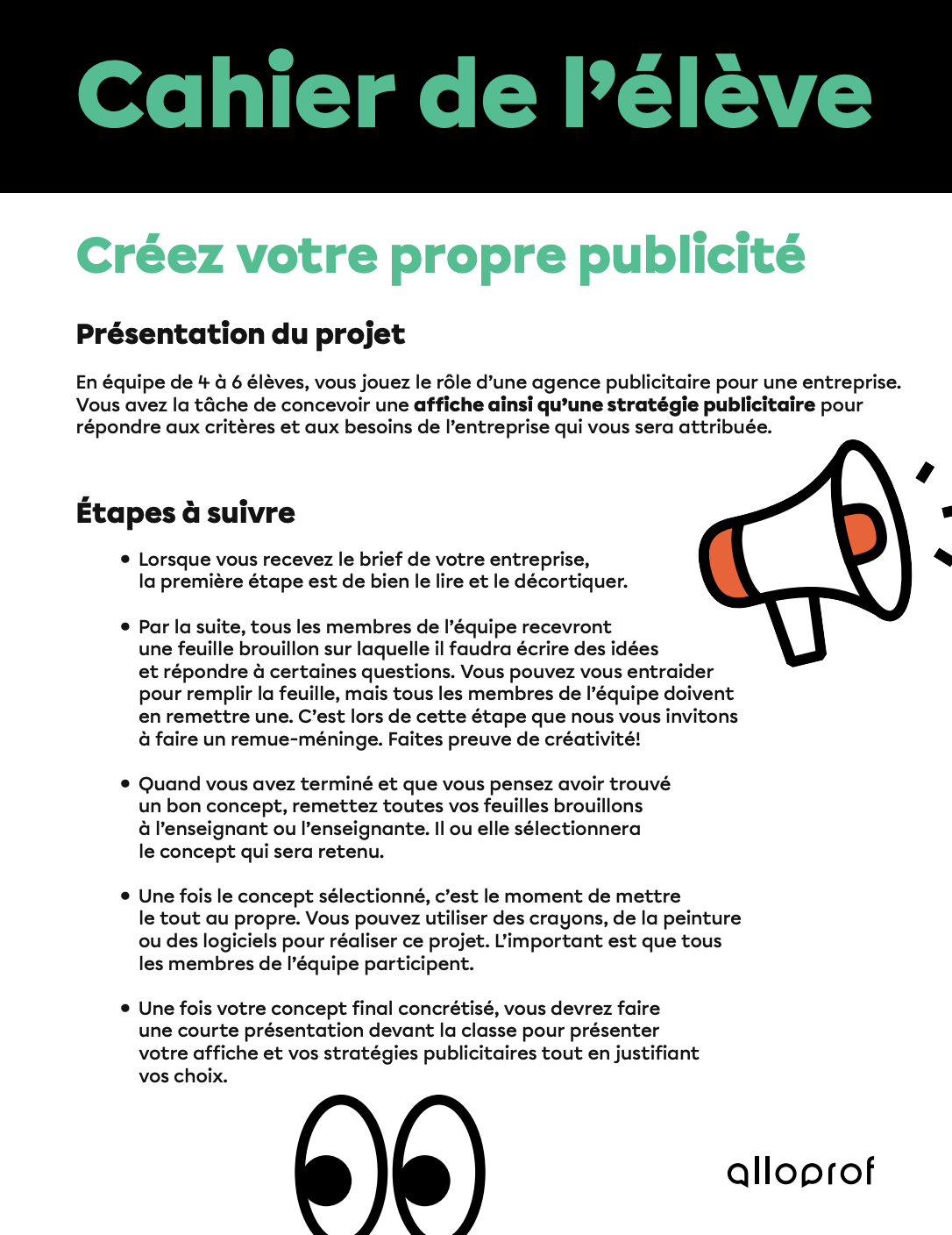Créez votre propre publicité! - cahier de l'élève