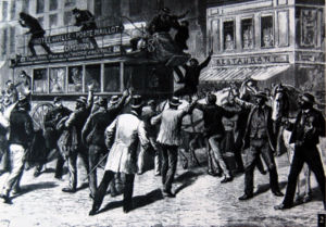 Manifestation en France en 1891, pendant une grève des transports