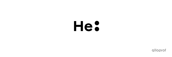La notation de Lewis de l’hélium (He).